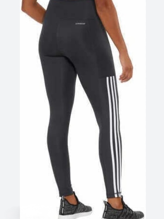 adidas Pants - adidas dark gray Leggings with White 3-Stripe Side 0112